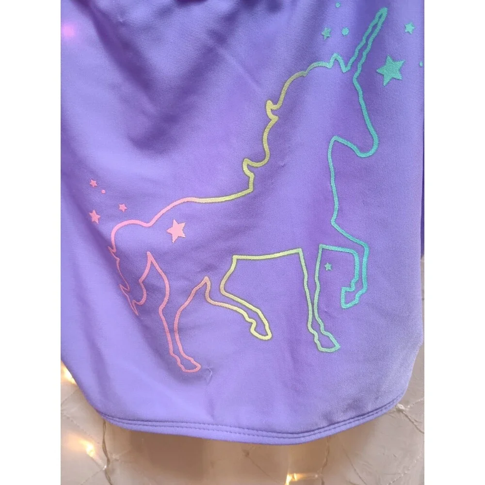 CAT & JACK GIRLS XL (14) PURPLE UNICORN SWIMSUIT TANKINI RAINBOW GRAPHIC FANTASY